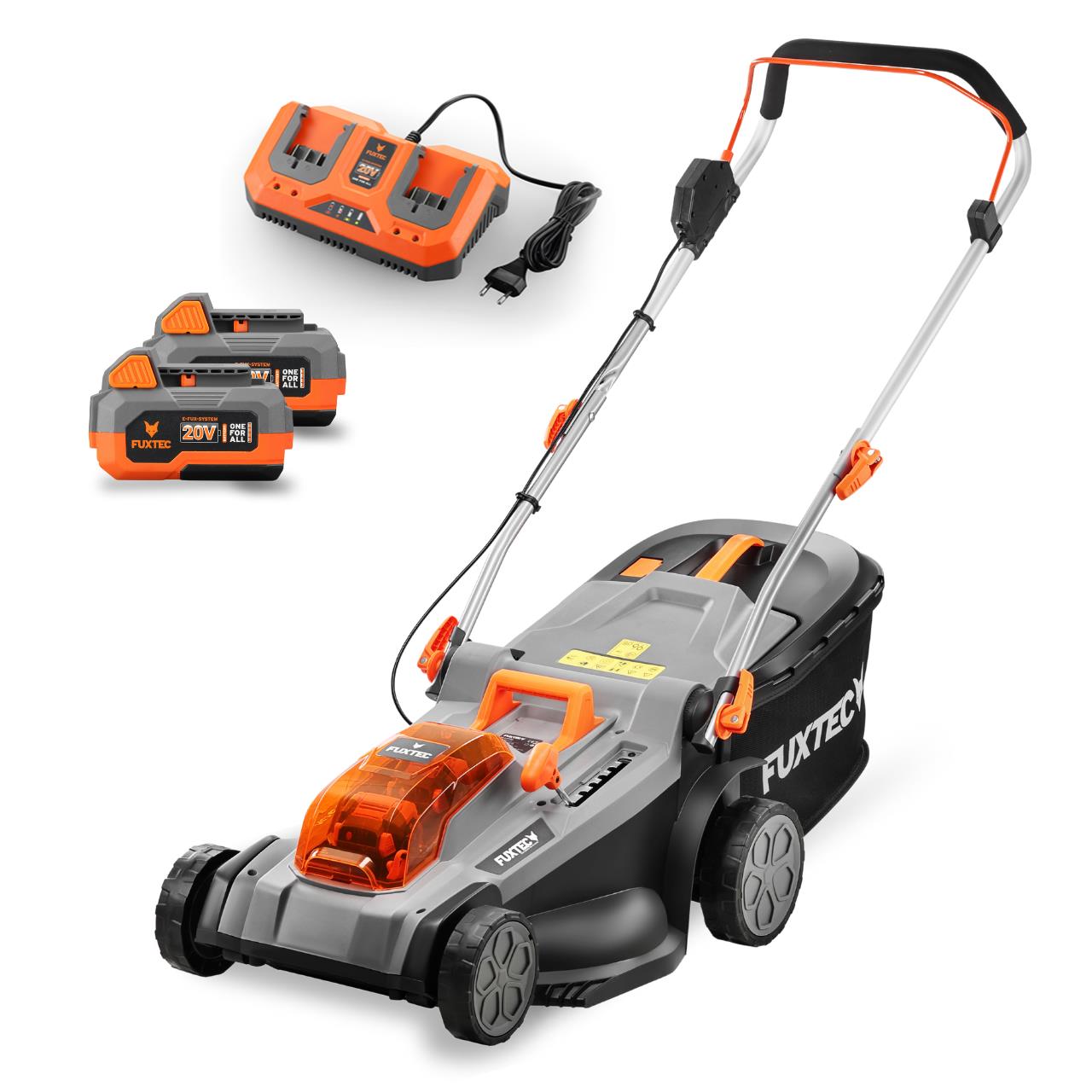 Tondeuse à gazon à batterie 40V FUXTEC FX-E2RM37 - Set avec 2 batteries 4Ah et double chargeur 2,4A