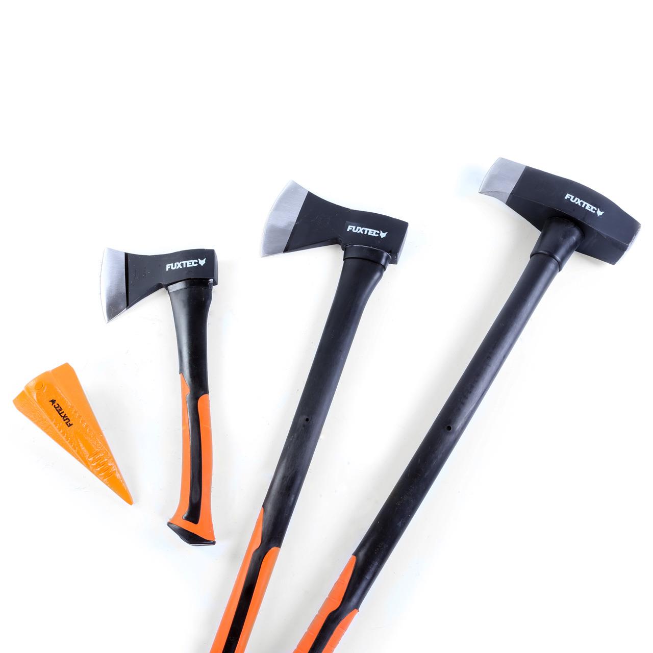 Set 4 haches FUXTEC - hachette + hache + hache de fendage + coin fendeur acier