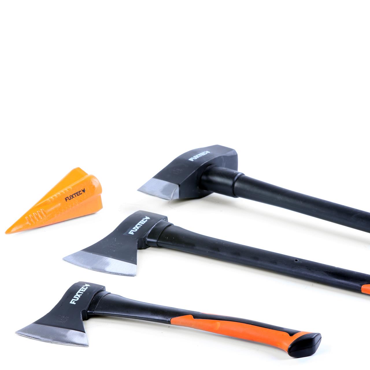 Set 4 haches FUXTEC - hachette + hache + hache de fendage + coin fendeur acier
