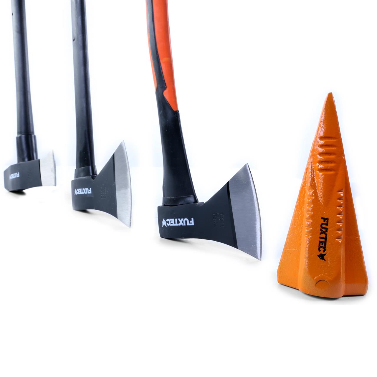 Set 4 haches FUXTEC - hachette + hache + hache de fendage + coin fendeur acier