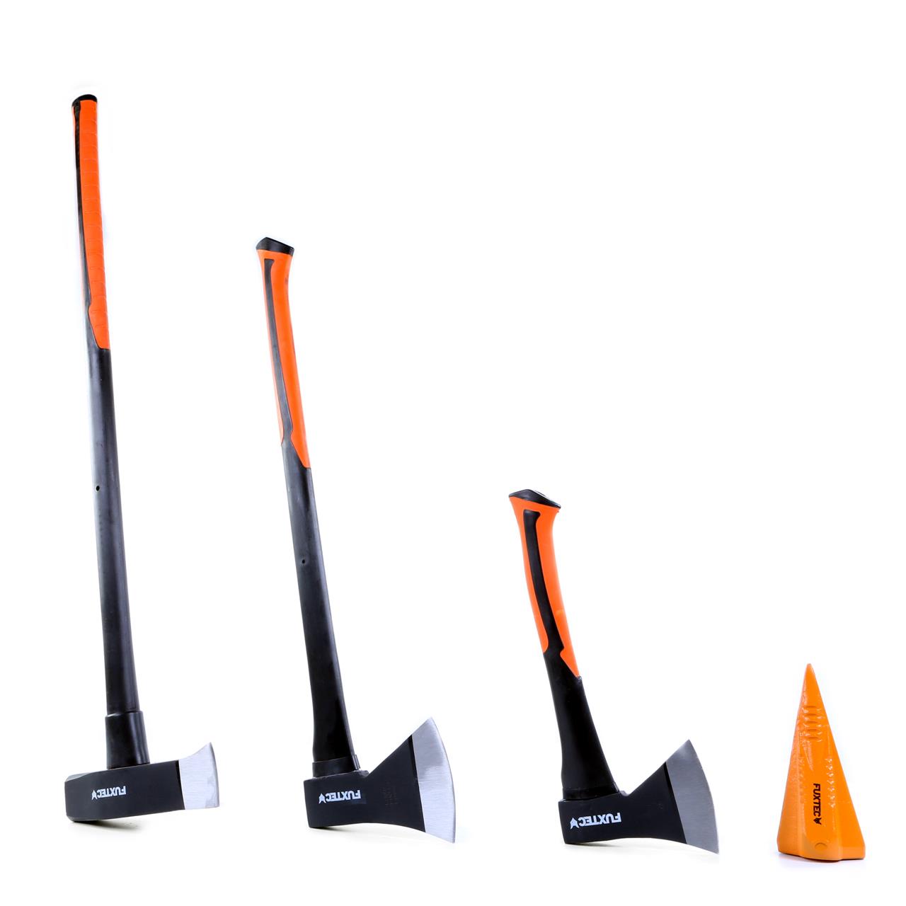 Set 4 haches FUXTEC - hachette + hache + hache de fendage + coin fendeur acier