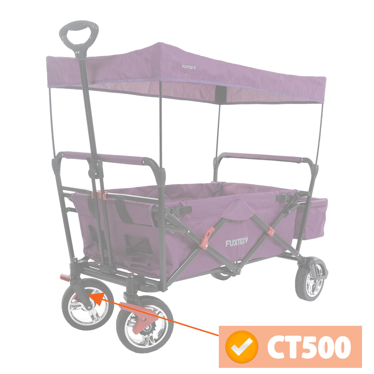 FUXTEC - Support de roue avec freins en noir chariot de transport pliable CT500 droite - CT700 et CT800 gauche