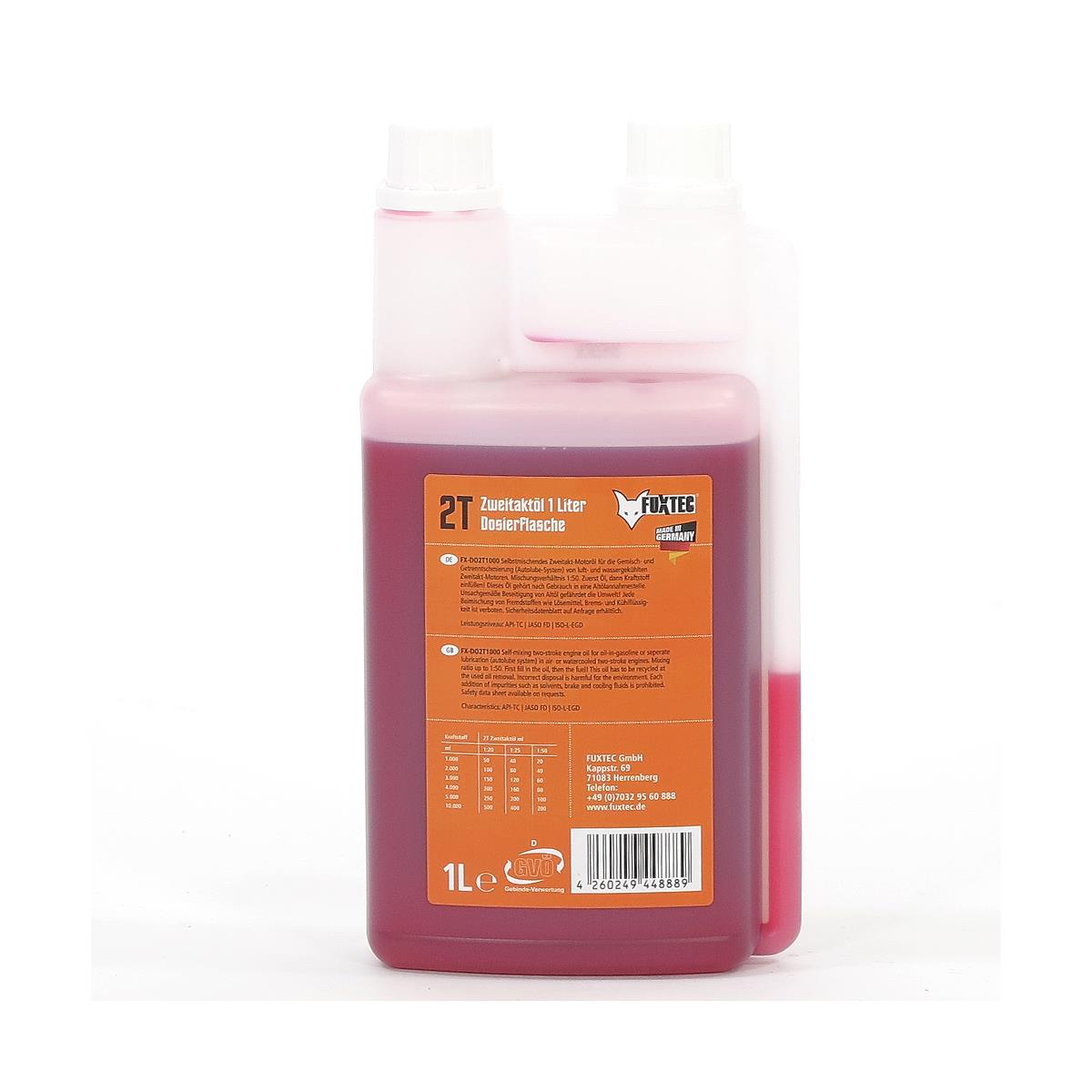 FUXTEC Huile 2 temps 1 litre en flacon doseur