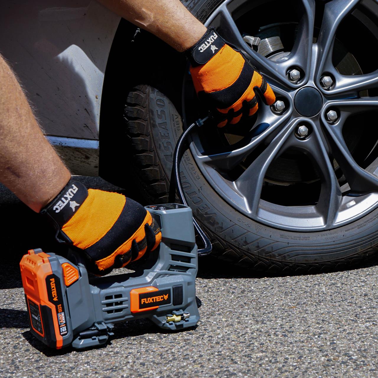 Compresseur batterie 20V FUXTEC FX-E1CI20 - set batterie 2Ah et chargeur 1A