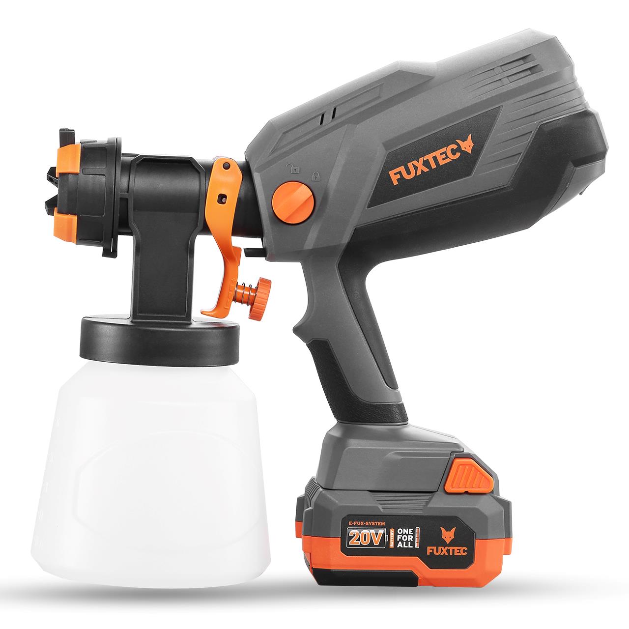 Pulvérisateur de peinture batterie 20V FUXTEC FX-E1CSP20 - Set avec batterie 4Ah et chargeur 1A