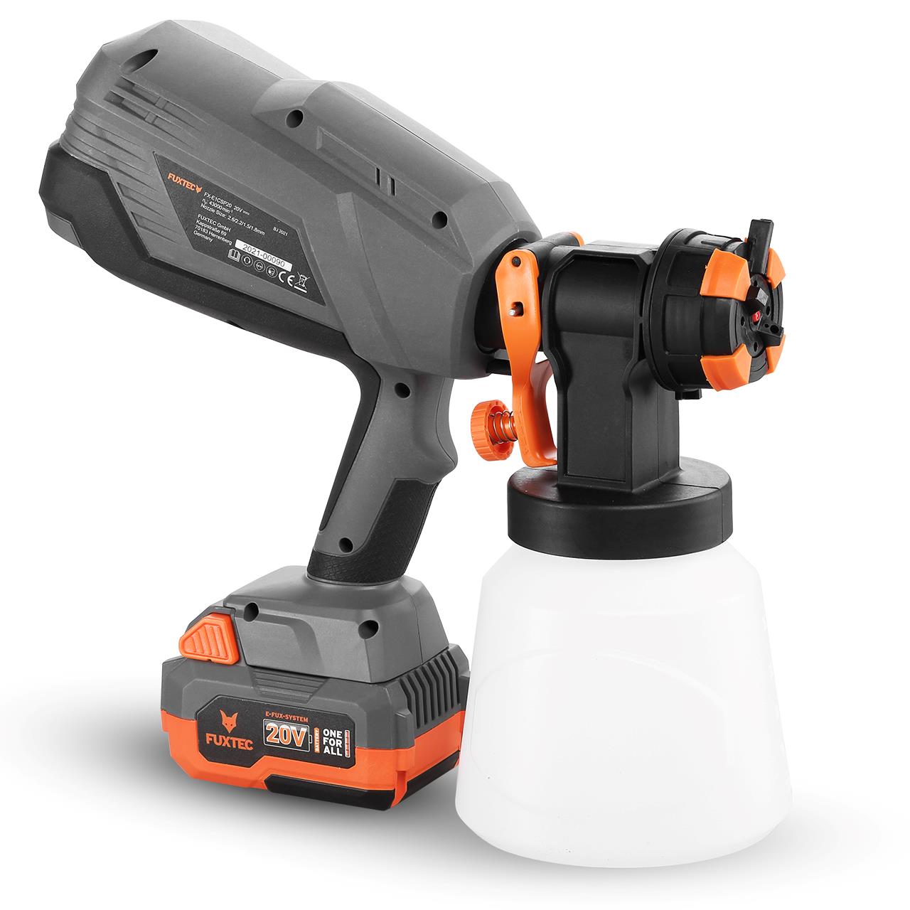 Pulvérisateur de peinture batterie 20V FUXTEC FX-E1CSP20 - Set avec batterie 4Ah et chargeur 1A