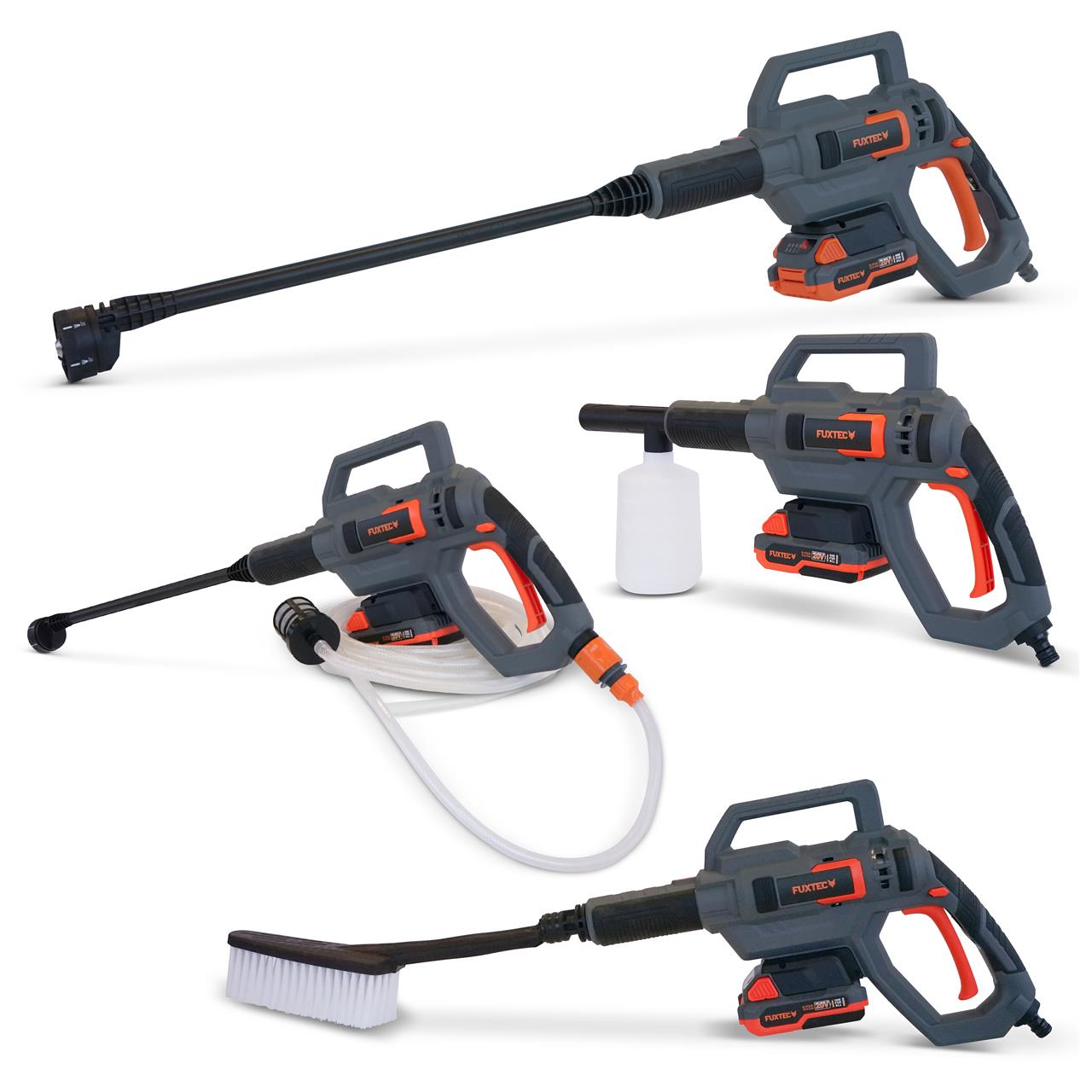 Nettoyeur haute pression portable à batterie 20V FUXTEC FX-E1HDR20 - Set avec batterie 2Ah et chargeur 1A