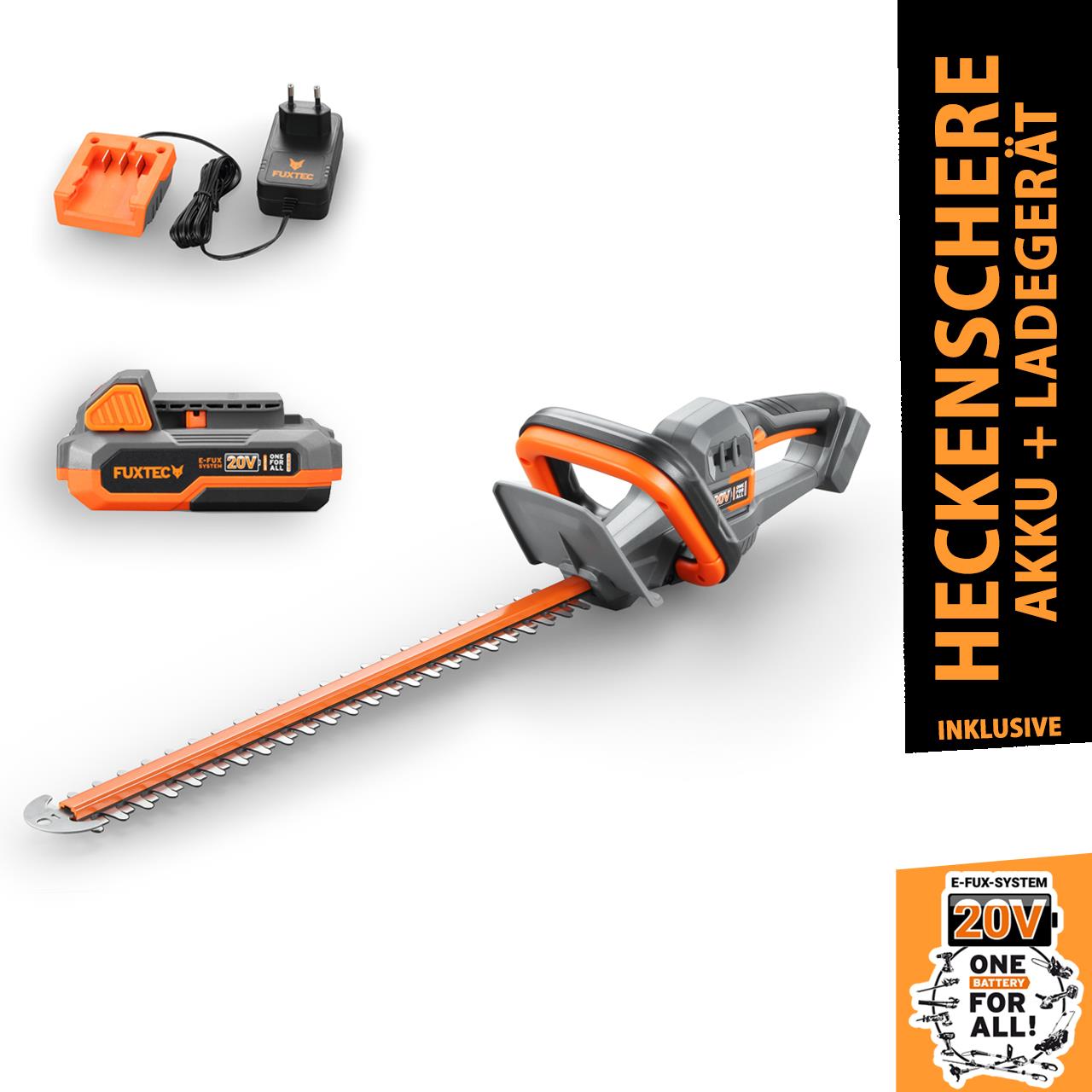 Taille-haies à batterie 20V FUXTEC FX-E1HS20 - Set avec batterie 2Ah et chargeur 1A