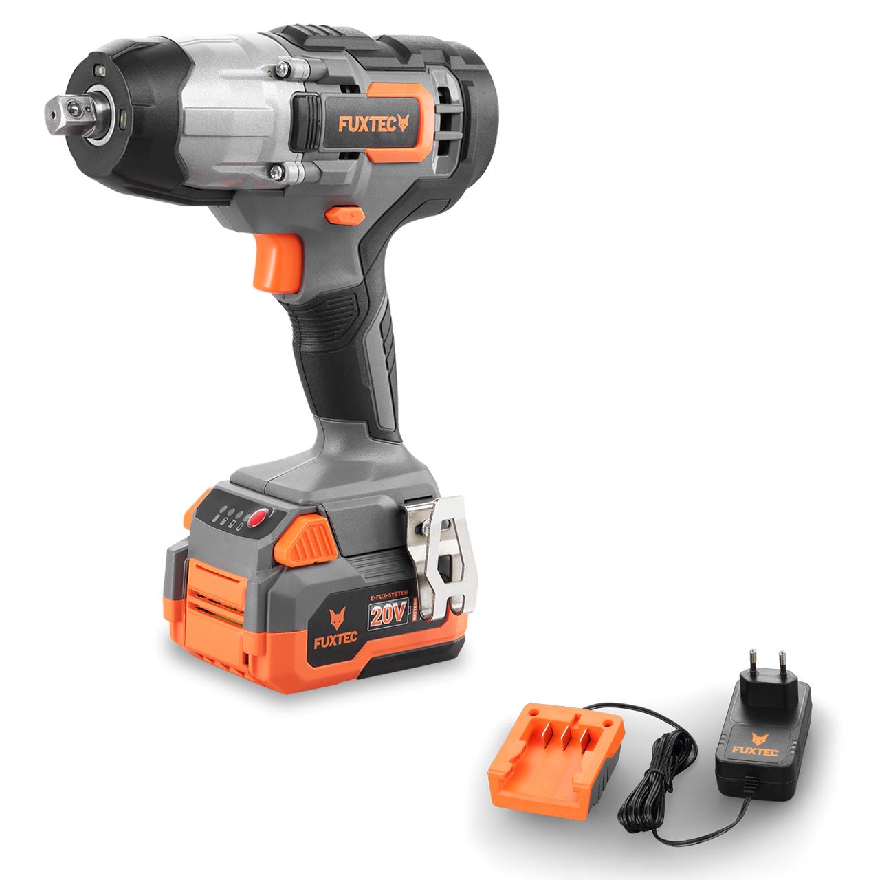 Boulonneuse à choc sans fil FUXTEC 20V FX-E1IW20 SET avec 1 x batterie 4Ah, 1 x chargeur 1A