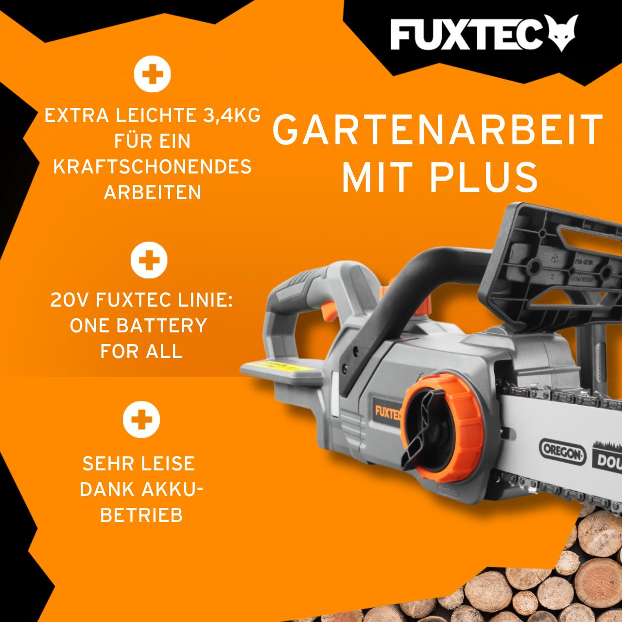 FUXTEC 20V Akku Kettensäge FX-E1KS20 ohne Akkupack, ohne Ladegerät