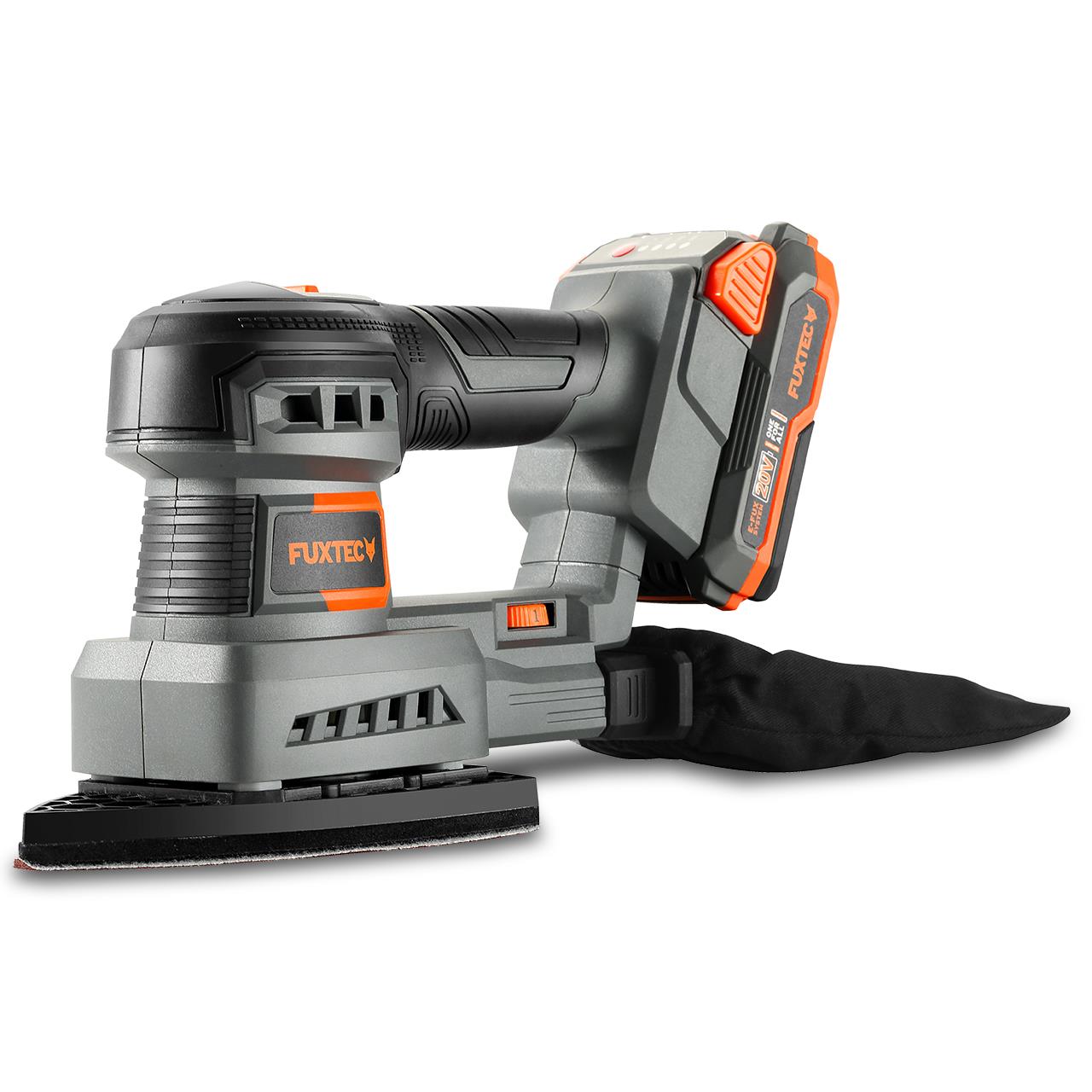 Ponceuse delta sans fil 20V FUXTEC FX-E1MS20 SET avec 1 x batterie 2Ah, 1 x chargeur 1A