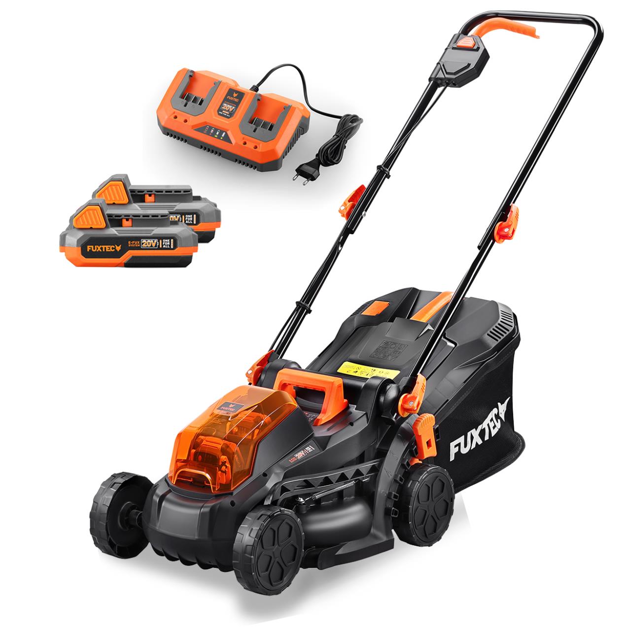 Tondeuse à gazon electrique à batterie 40V FUXTEC FX-E1RM20 - Set avec 2 batteries 2Ah et double chargeur 2,4A