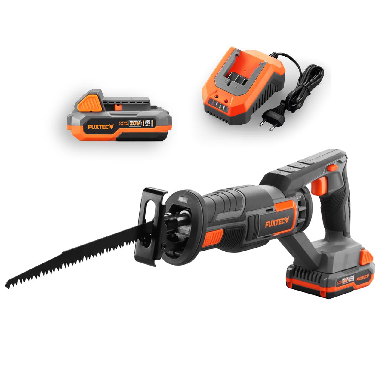 Scie sabre sans fil 20V FUXTEC FX-E1SS20 - set avec batterie 2Ah et chargeur 2,4A