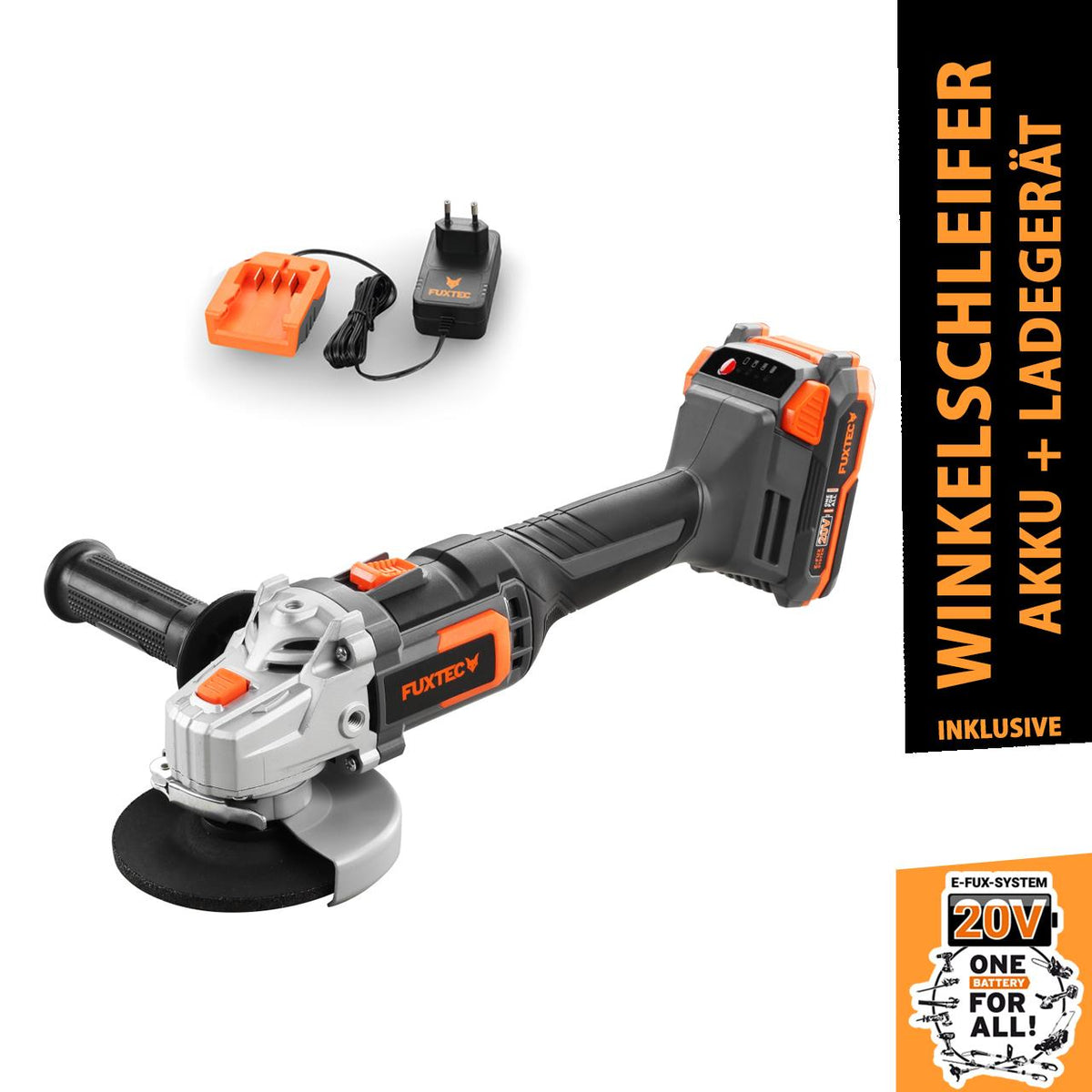 Bild 1 FUXTEC 20V Akku Winkelschleifer FX-E1WS20 SET mit 1 x Akku 2Ah, 1 x Ladegerät 1A