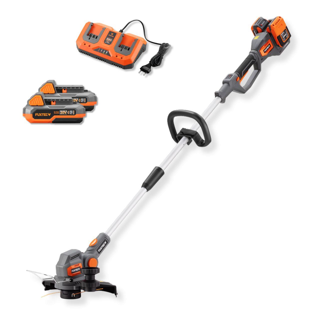 FUXTEC Coupe-bordures sans fil FX-E2RTSET avec 2 batteries 2 Ah et 1 chargeur double 2,4 A