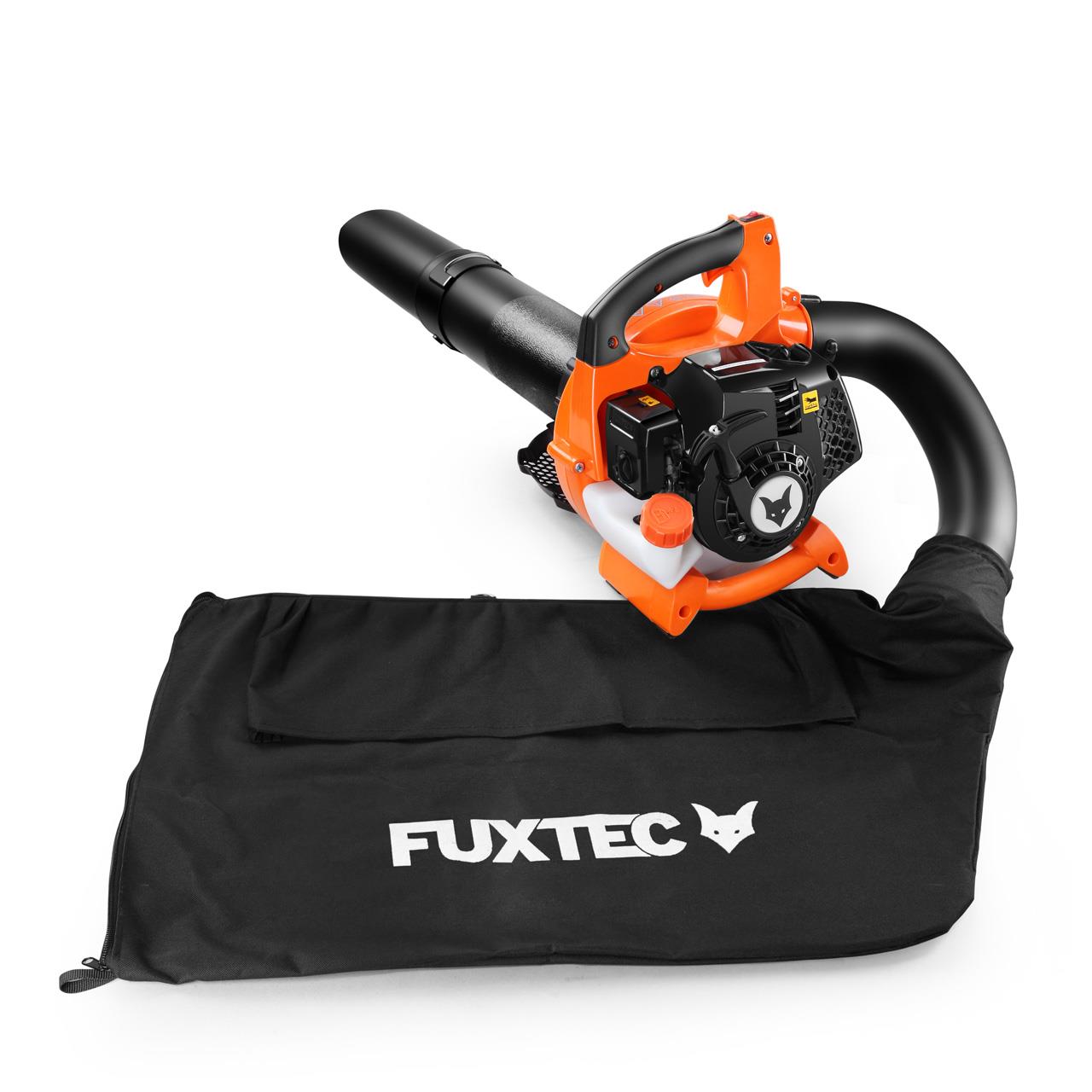 FUXTEC FX-LBS126 4 en 1 : aspirateur, souffleur et broyeur de feuilles, avec deux tuyaux de soufflage inclus