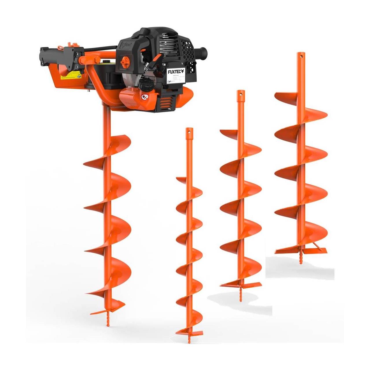 Tarière thermique FUXTEC FX-EB152 avec mèches de 100, 150 et 200 mm