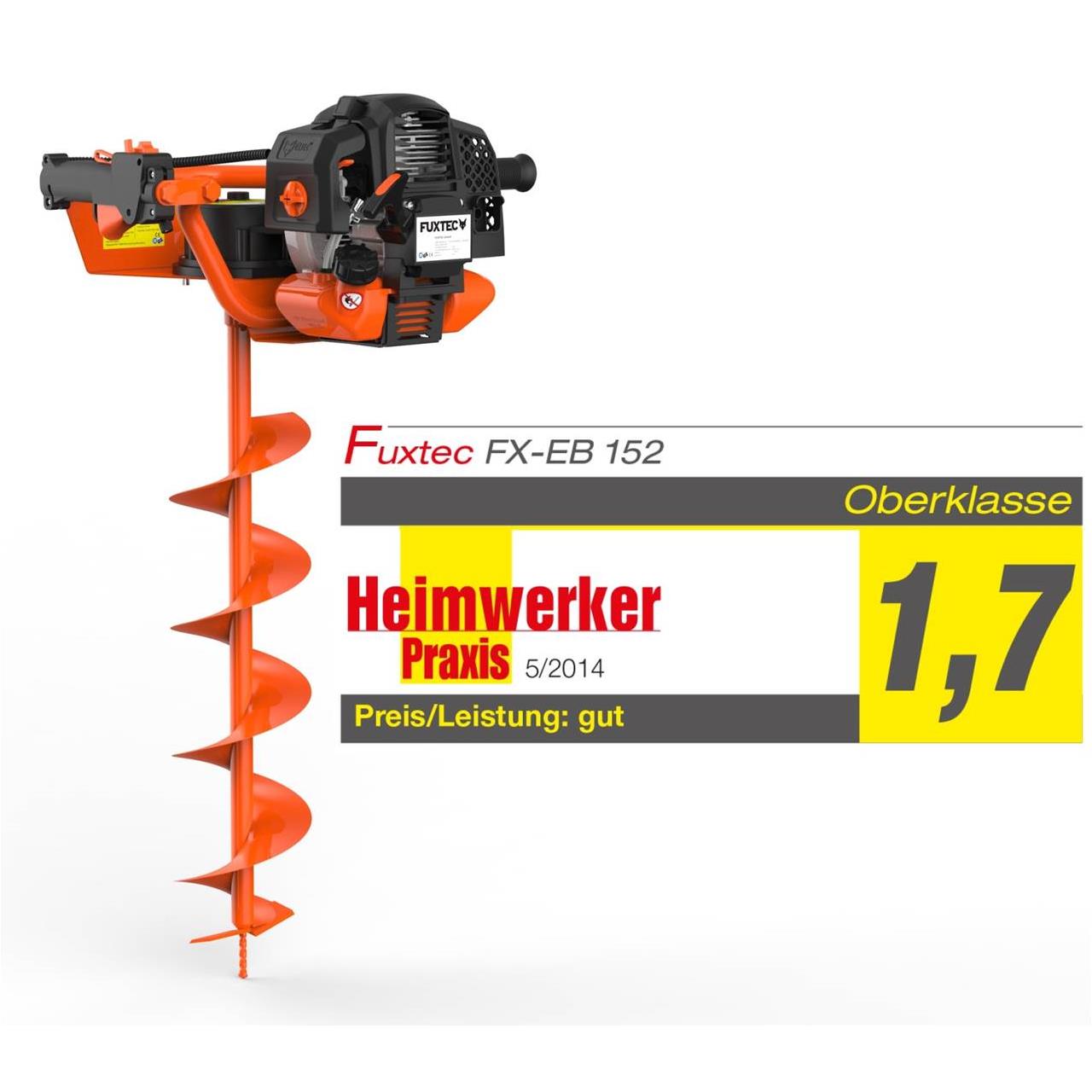 Tarière thermique FUXTEC FX-EB152 avec mèches de 100, 150 et 200 mm
