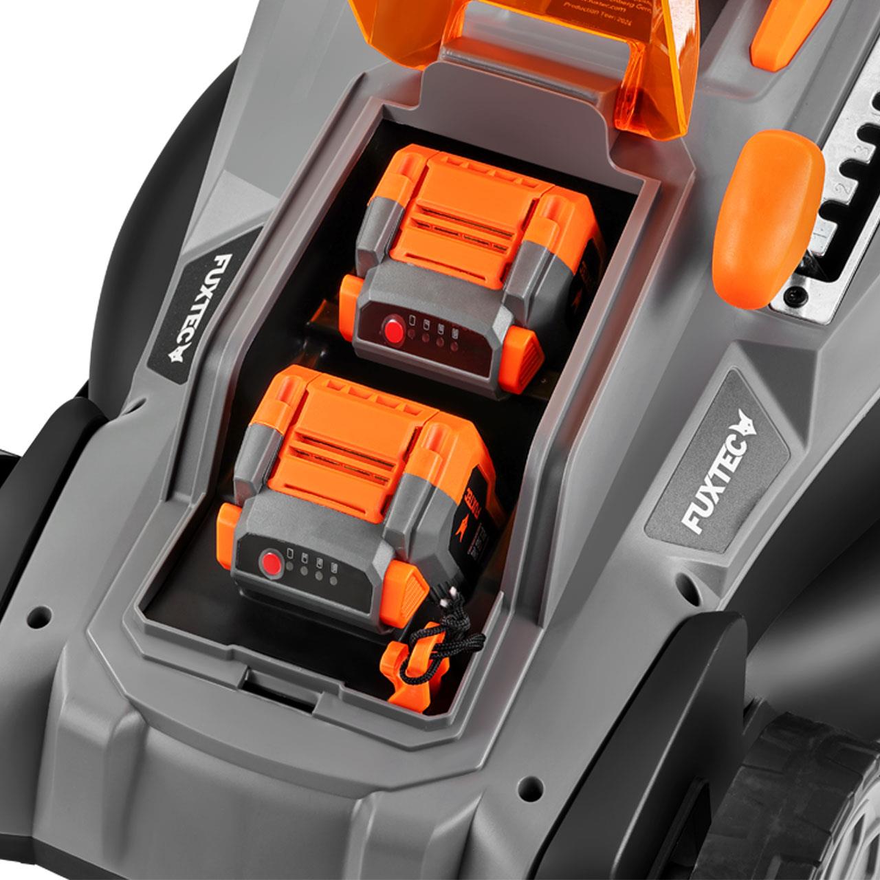 Tondeuse à gazon à batterie 40V FUXTEC FX-E2RM37 - Set avec 2 batteries 4Ah et double chargeur 2,4A