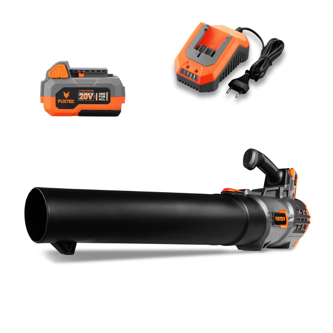 Souffleur de feuilles à batterie 20V FUXTEC FX-E1LB20 - set avec batterie 4Ah et chargeur 2,4A