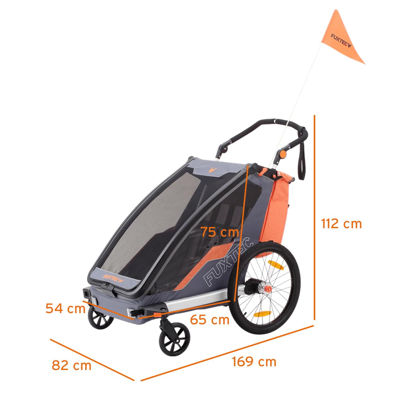 Remorque à vélo Sport Cruiser gris avec roue avant Jogger incluse
