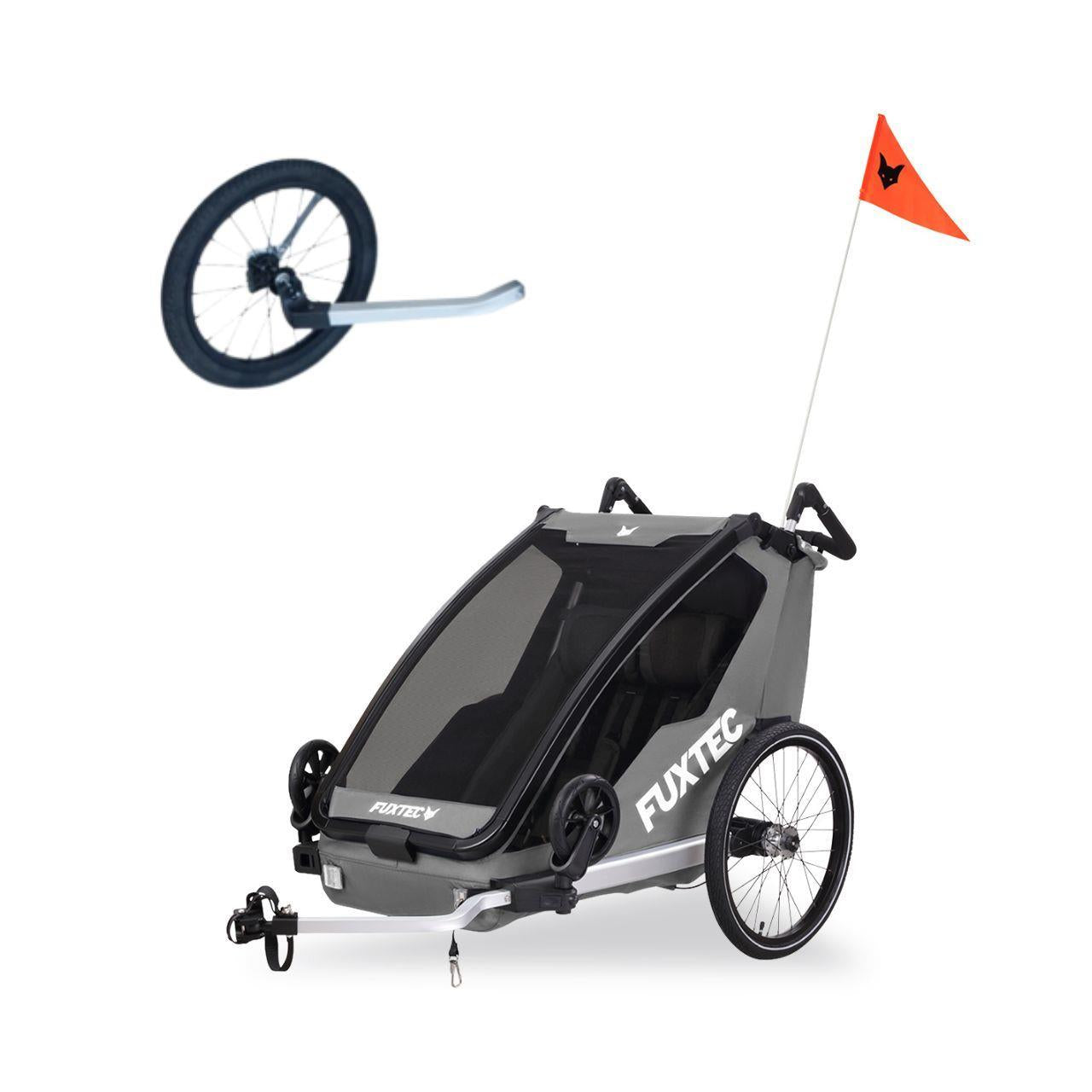 FUXTEC Remorque à vélo/Jogger FX-FA1-SET-GRAU avec roue Jogger