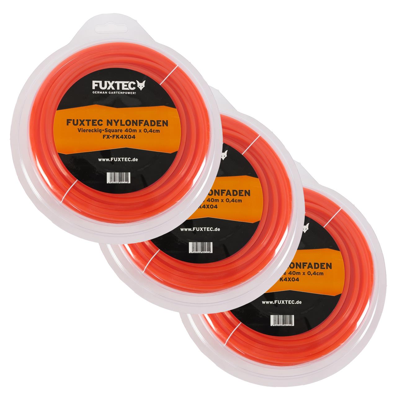 FUXTEC - Fil de coupe carré nylon  40m x 0,4cm - set de 3